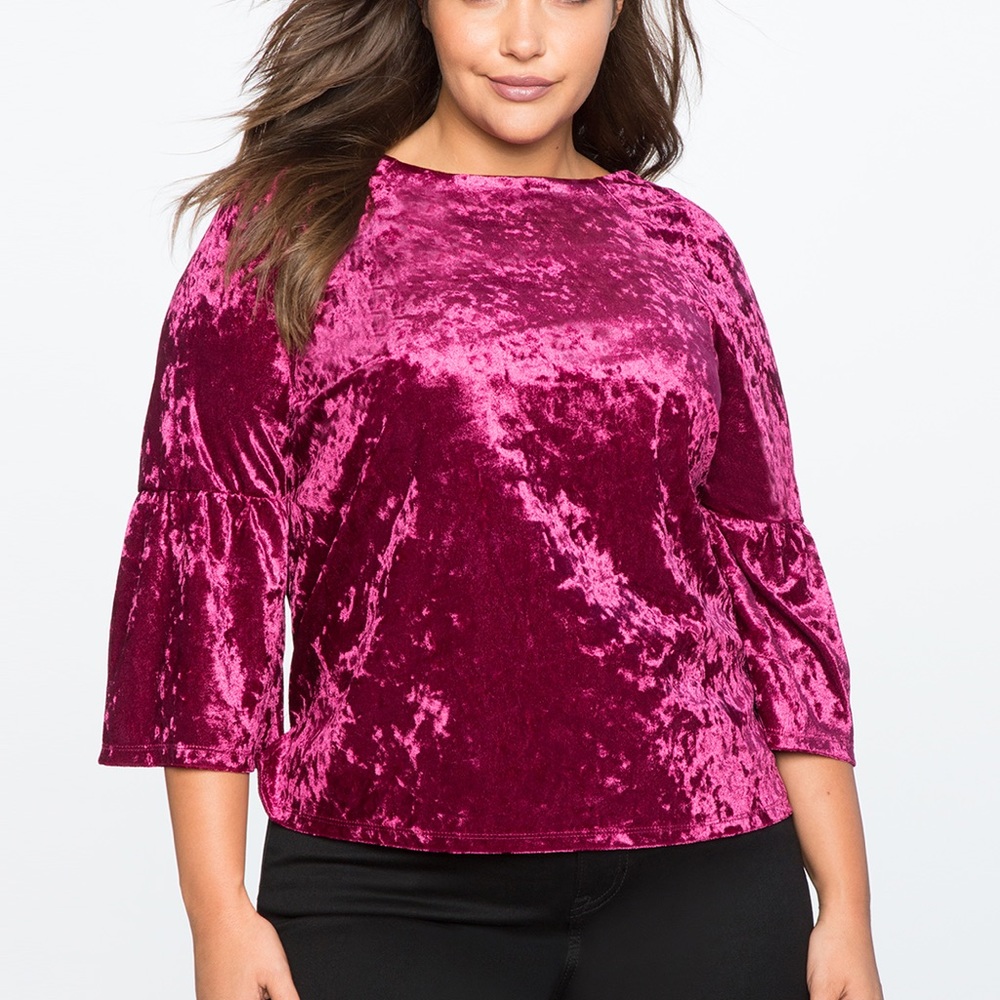 Cute top wine color or reddish crafted from luxe velvet.